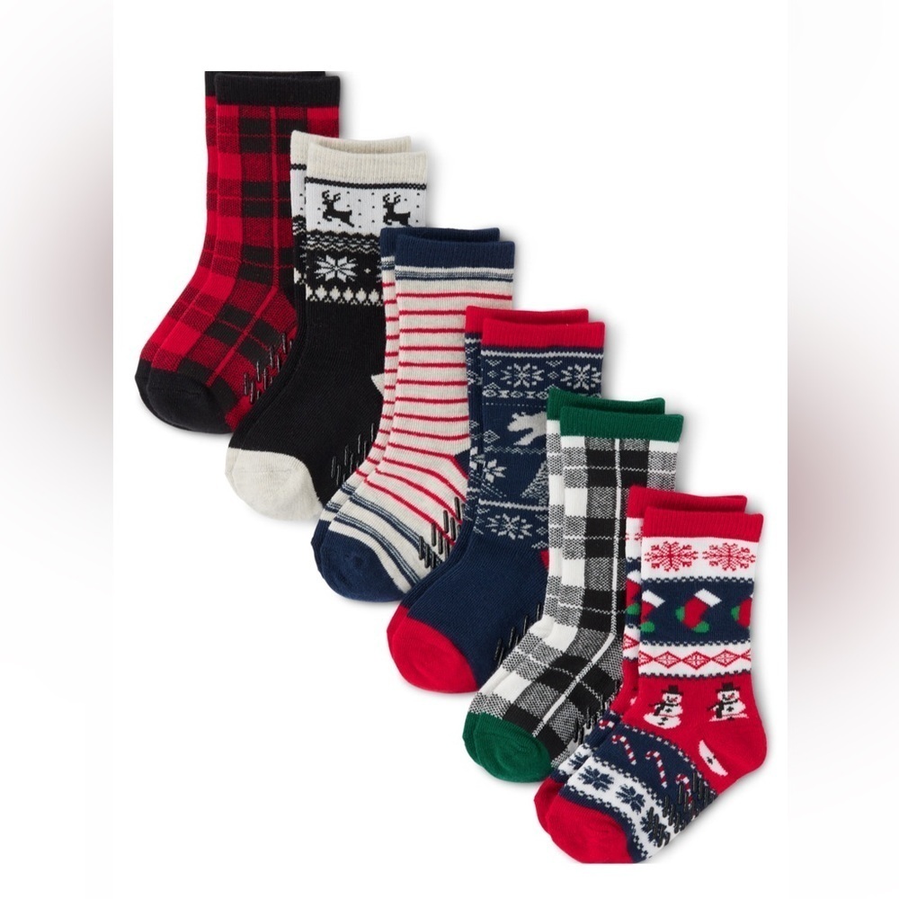 Toddler Boys Plaid Crew Socks 6-Pack - Multi clr 🔥Final Sale